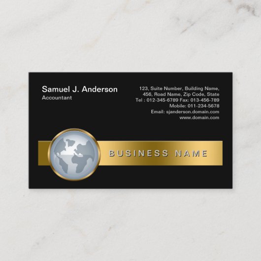 Carte De Visite Services Financiers Comptable - Icône Gold Stripe  (Devant)