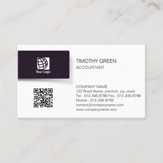 Carte De Visite Services financiers de comptable Logo Black Tab (Devant)