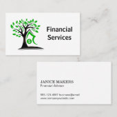 Carte De Visite Services financiers | Logo de l'arbre du dollar (Devant / Derrière)