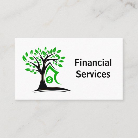Carte De Visite Services financiers | Logo de l'arbre du dollar (Devant)