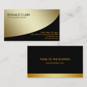 Carte De Visite Services financiers rétro en métal noir d'or (Devant / Derrière)