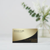 Carte De Visite Services financiers rétro en métal noir d'or (Debout devant)