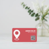 Carte De Visite Services GPS QR (Rouge) (Debout devant)