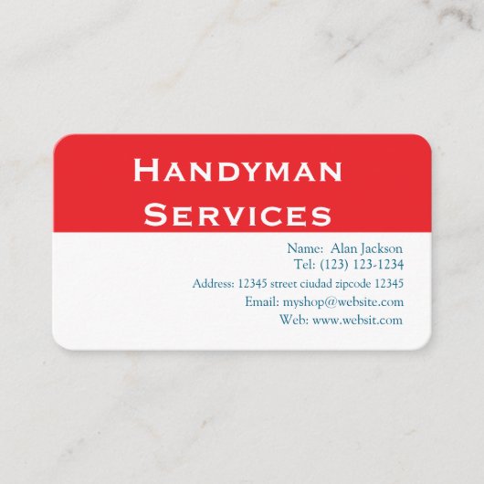 Carte De Visite Services Handyman (Devant)