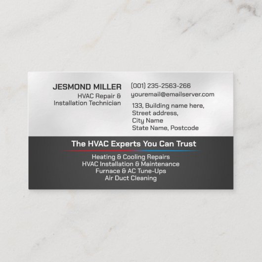 Carte De Visite Services HVAC (Dos)
