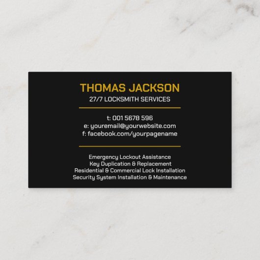 Carte De Visite Services Locksmith (Dos)