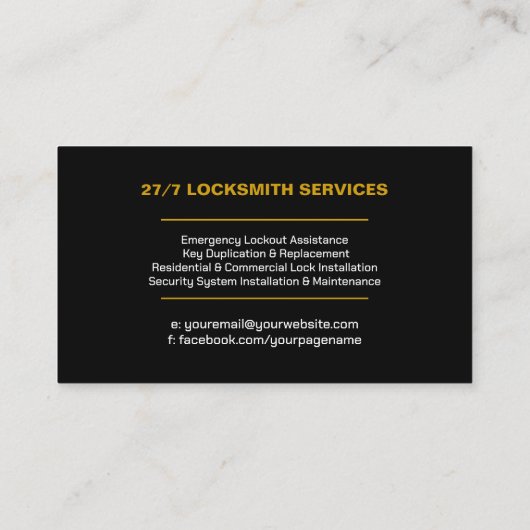 Carte De Visite Services Locksmith (Dos)