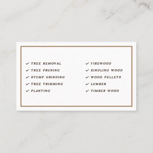 Carte De Visite Services Lumberjack (Dos)