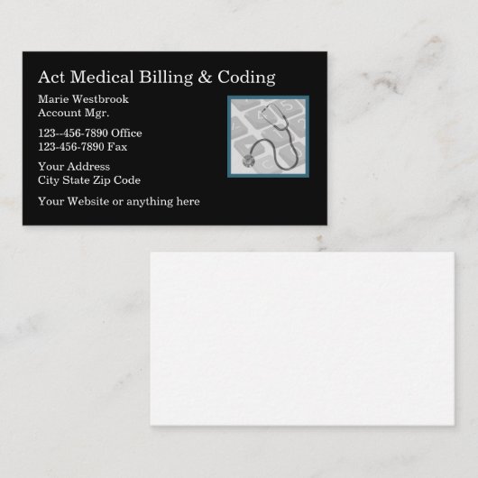 Carte De Visite Services Médicales de facturation et de codage (Devant / Derrière)
