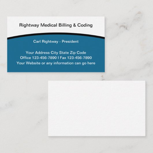 Carte De Visite Services Médicales De Facture Et De Codage (Devant / Derrière)