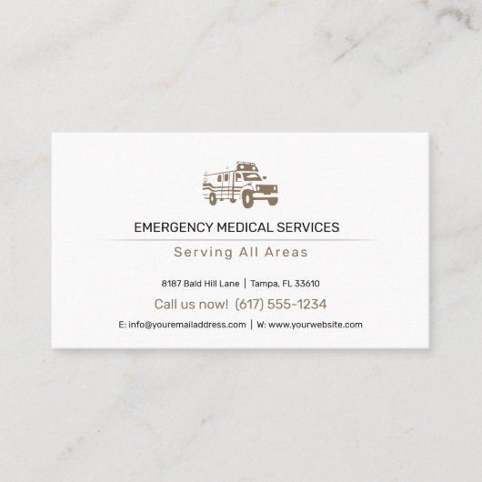 Carte De Visite Services Médicales d'urgence | Ambulance (Devant)