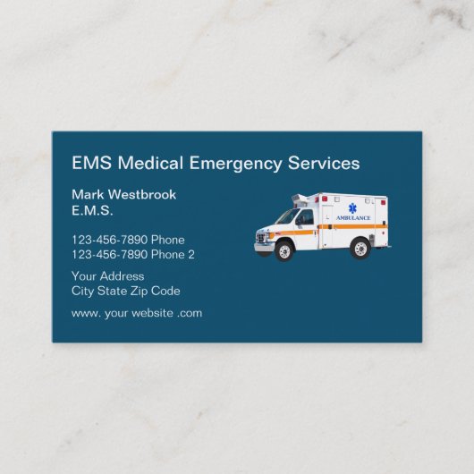 Carte De Visite Services Médicales EMS EMergency (Devant)