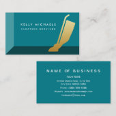 Carte De Visite Services modernes de nettoyage à vide Turquoise et (Devant / Derrière)