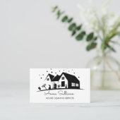 Carte De Visite Services modernes de nettoyage de maisons noires e (Debout devant)