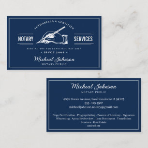 Carte De Visite Services Noirs Professionnels Vintage Marine Bleue