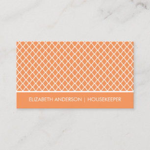 Carte De Visite Services oranges élégants de ménage de Quatrefoil