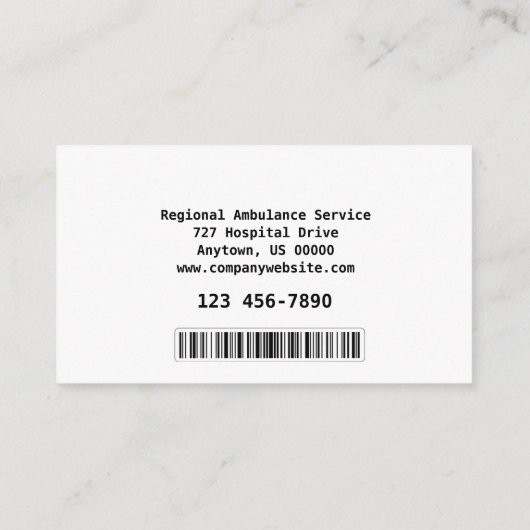 Carte De Visite Services paramédicaux (Dos)