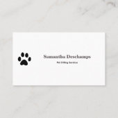 Carte De Visite Services Paw & Pet pour animaux (Dos)