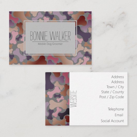 Carte De Visite services pour animaux de chiens (Devant / Derrière)