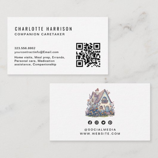 Carte De Visite Services professionnels d'aidants naturels Code QR (Devant / Derrière)