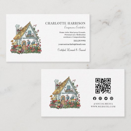 Carte De Visite Services professionnels d'aidants naturels Code QR (Devant / Derrière)