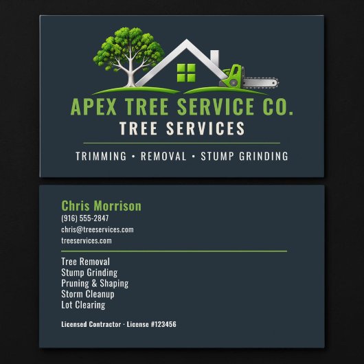 Carte De Visite Services professionnels d'arboriste d'arbres
