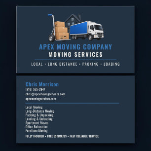 Carte De Visite Services professionnels de camion de déménagement