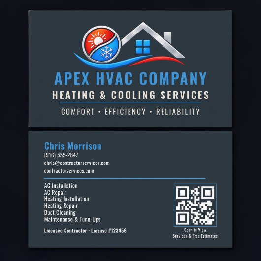 Carte De Visite Services professionnels de code QR HVAC
