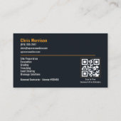 Carte De Visite Services professionnels de code QR pour excavateur (Dos)