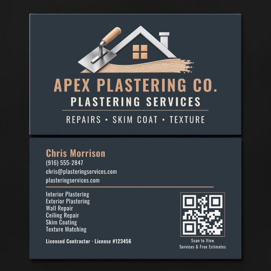 Carte De Visite Services professionnels de code QR pour le plâtrag