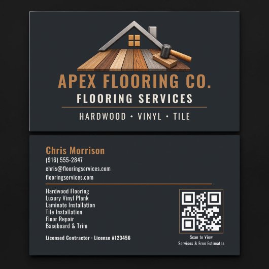 Carte De Visite Services professionnels de code QR pour revêtement