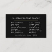 Carte De Visite Services professionnels de couvreur Toiture (Dos)