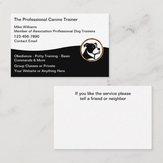 Carte De Visite Services professionnels de formation de chien (Devant / Derrière)