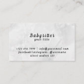 Carte De Visite Services professionnels de garde d'enfants : soins (Dos)