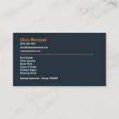 Carte De Visite Services professionnels de maçonnerie de briques (Dos)