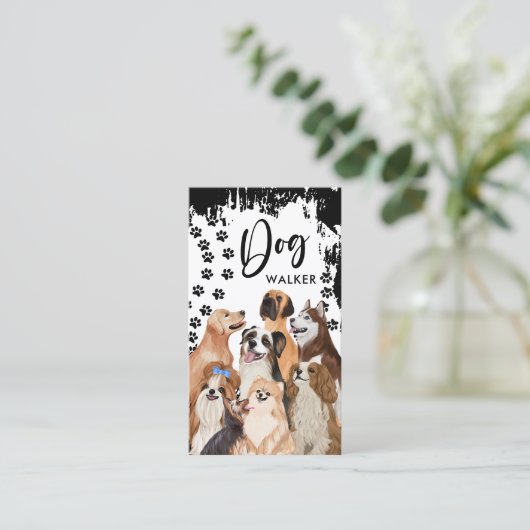 Carte De Visite Services professionnels de marche de chiens (Debout devant)