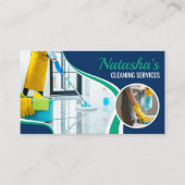 Carte De Visite Services professionnels de nettoyage bleu vert (Devant)