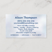 Carte De Visite Services professionnels de nettoyage des maisons (Dos)