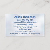 Carte De Visite Services professionnels de nettoyage des maisons (Dos)