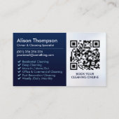 Carte De Visite Services professionnels de nettoyage des maisons (Dos)