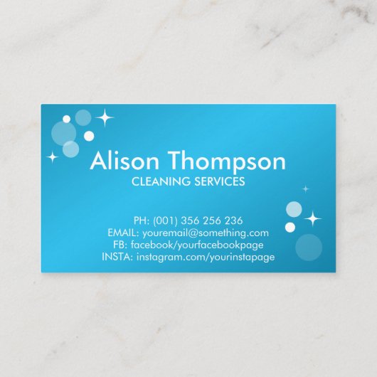 Carte De Visite Services professionnels de nettoyage des maisons (Dos)
