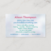 Carte De Visite Services professionnels de nettoyage des maisons (Dos)