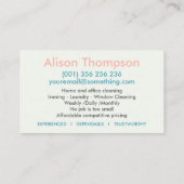 Carte De Visite Services professionnels de nettoyage des maisons (Dos)