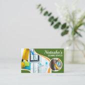 Carte De Visite Services professionnels de nettoyage vert et orang (Debout devant)