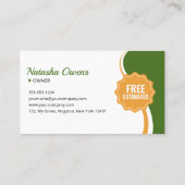 Carte De Visite Services professionnels de nettoyage vert et orang (Dos)