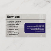 Carte De Visite Services professionnels de Sheetrock de la Marine (Dos)