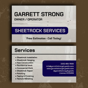 Carte De Visite Services professionnels de Sheetrock de la Marine