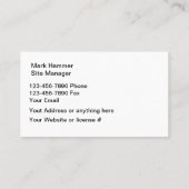 Carte De Visite Services professionnels de toiture (Dos)