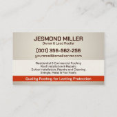 Carte De Visite Services professionnels de toiture - couverture (Dos)