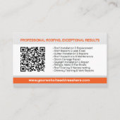 Carte De Visite Services professionnels de toiture - couverture (Dos)